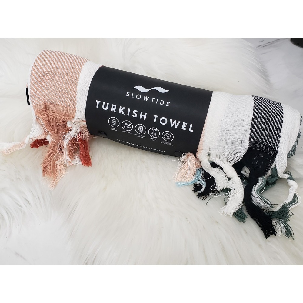 SLOWTIDE TURKISH TOWEL ZOEY 100% COTTON 38" X 73" *NEW/SEALED"